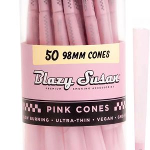Blazy Susan Pink Pre-Rolled Cones 98mm - 50 Count - Slow-Burning, Vegan, GMO-Free, Super-Thin Preroll Cones with Filter Tips